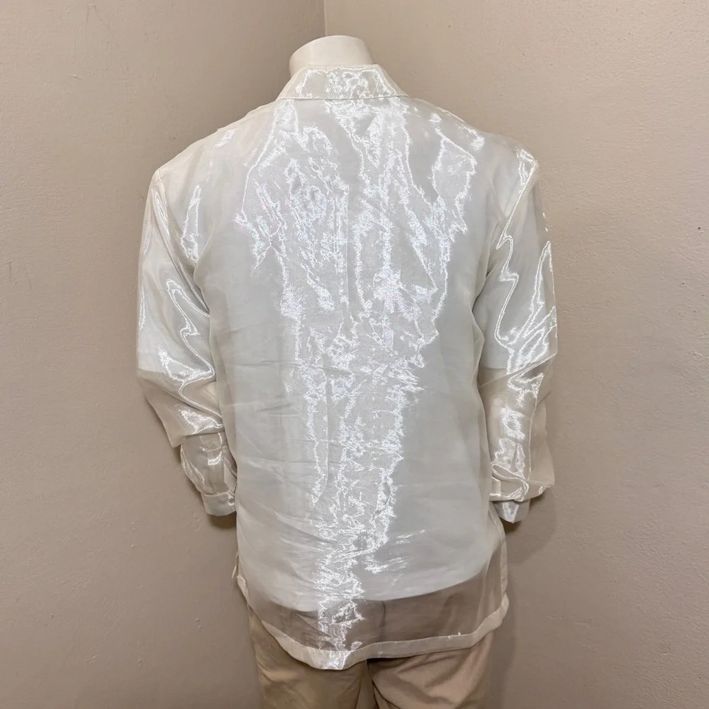 Men’s Filipino Traditional Sheer Ivory Barong - Picture 4 of 12